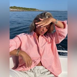 Djerf Avenue Breezy Shirt Apricot - Medium